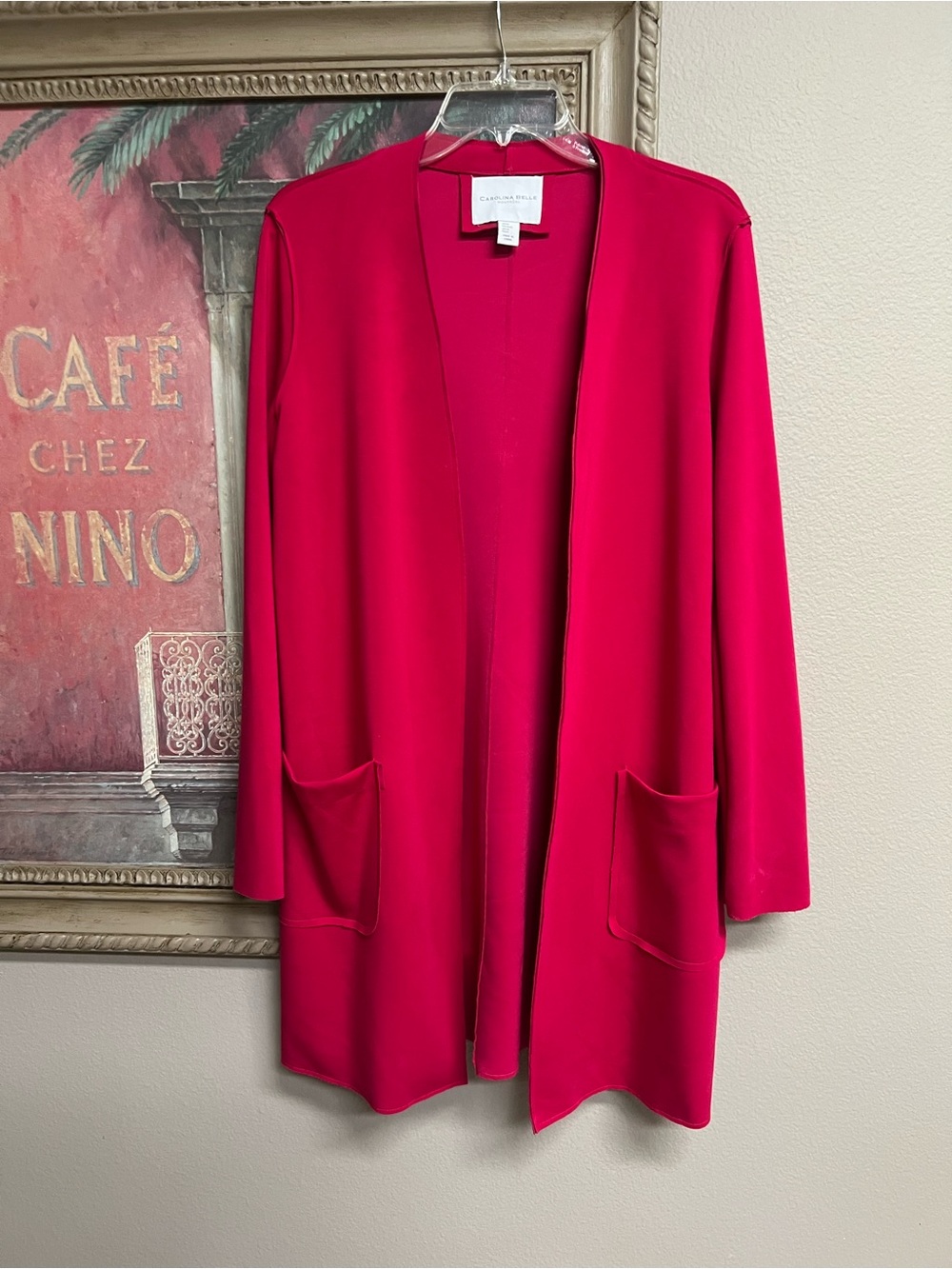 Carolina Belle Bright Red Open-Front Long Cardigan